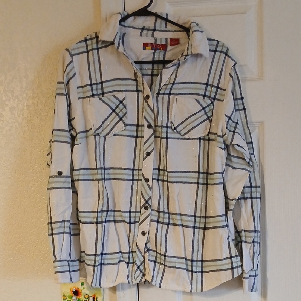 BTC Womans Long Sleeve Sparkle  Flannel XL